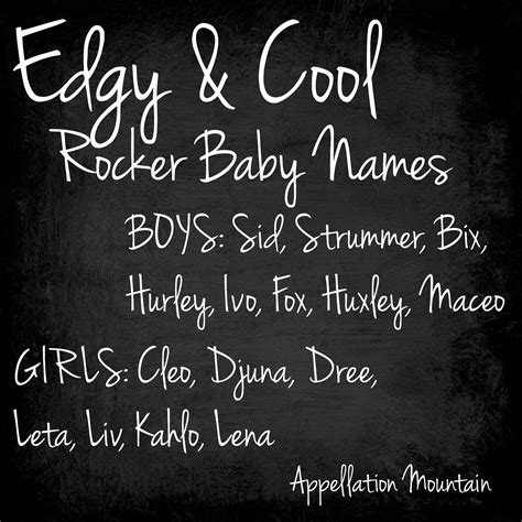 edgy rocker girl names|More.